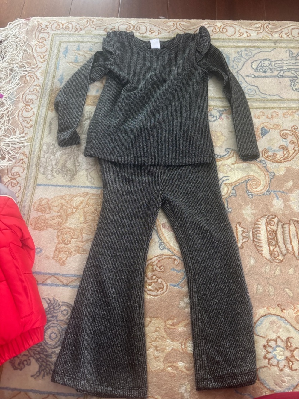 GAP Metallic Ribbed Knit Two-Piece Set in Sparkling Gray